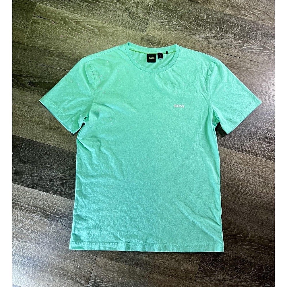 Boss Shirt Mens Medium‎ Green Logo Back Graphic Tee T-Shirt Casual Top Designer